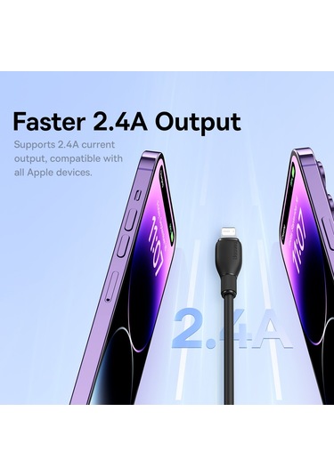 Baseus Pudding Serisi 2.4a Usb - 8 Pin Hızlı Şarj Veri Kablosu, Uzunluk:2m