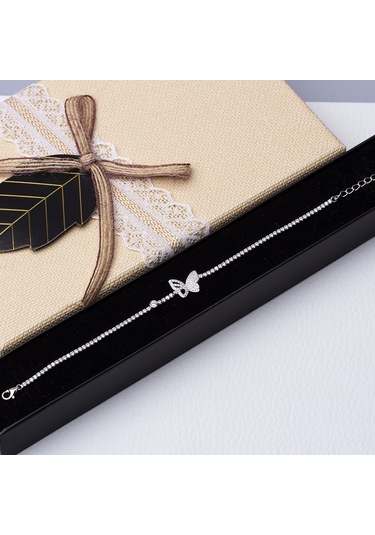 Kelebek Model 925 Ayar Gümüş İnce Suyolu Kadın Bileklik Gümüş