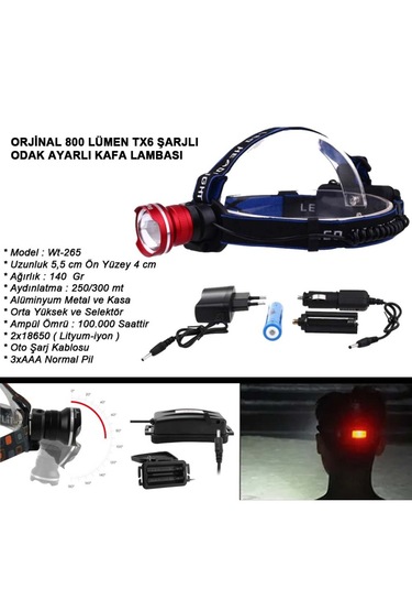 Watton Wt-265 Orjinal 800 Lümen T6 Şarjlı Kafa Feneri