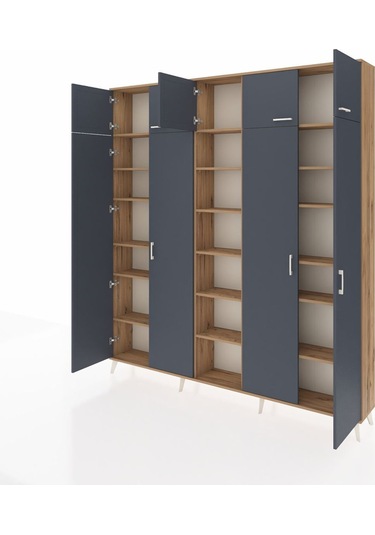 Arges Dolap 18 Raflı 9 Kapaklı 220x30x243 Çam-antrasit/çam Antrasıt/atlas Çam