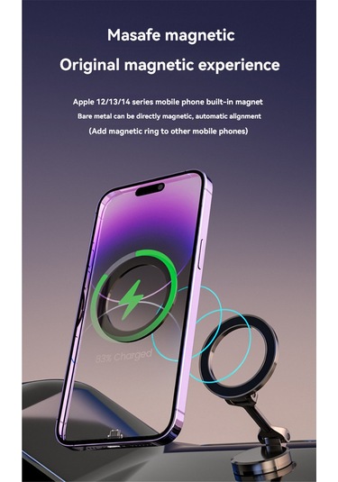 Gajeena Alüminyum Araç Navigasyon Tutucu - 360 Döner Güçlü Manyetik Telefon Tutucu, Evrensel Uyumlu, Araç Gösterge Paneli İçin, Gümüş