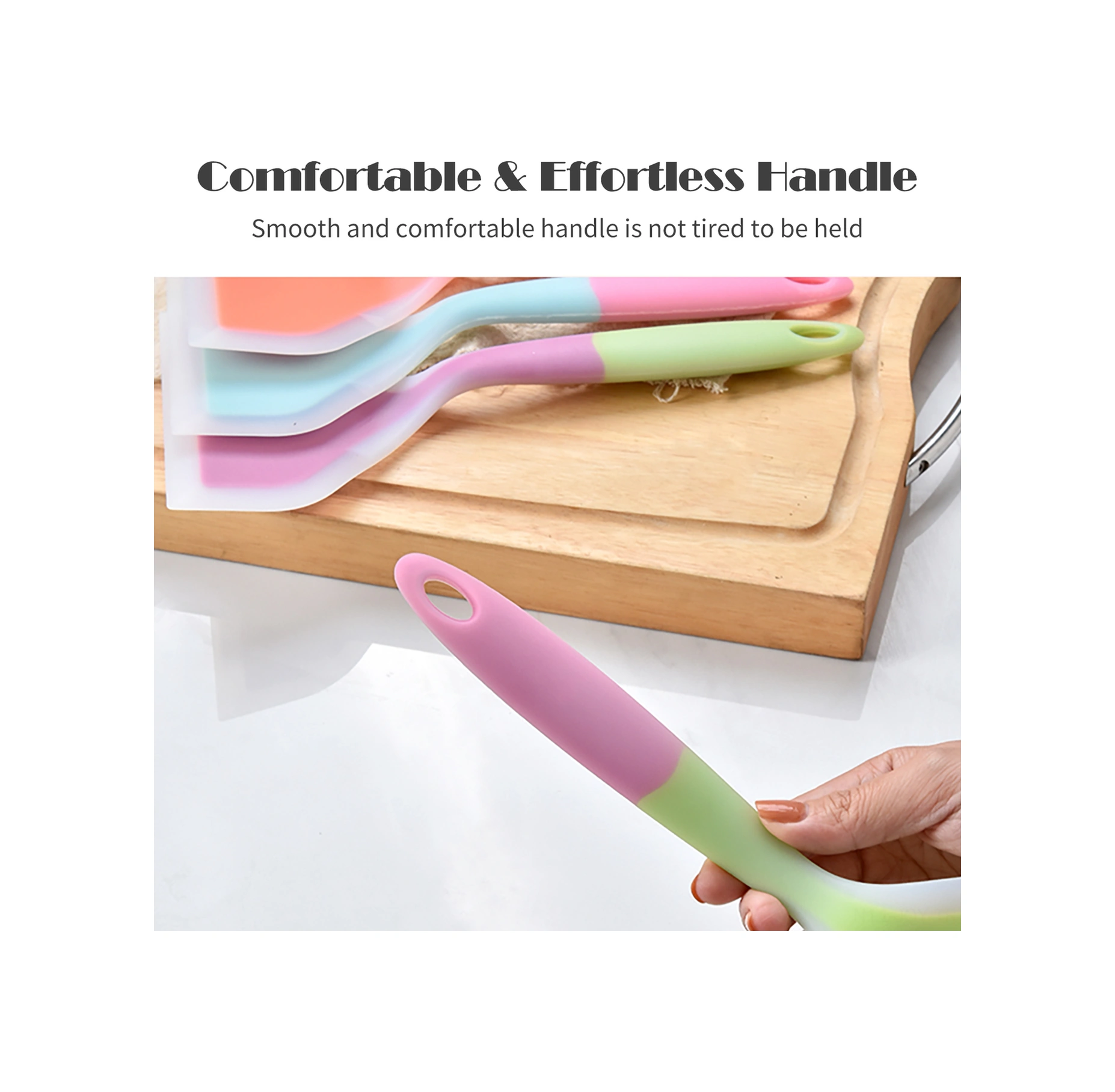 Youmex Mavi Yiyecek Dereceli Silikon Transfer Spatula, Geniş Açık Ağızlı, Teflon Kaplı Tencere Uyumlu, Temizliği Kolay, Evde Ve Pastane Mutfak Araçları Mavi