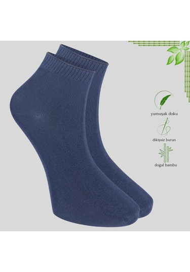 Erkek Bambu Patik Düz Desen Dikişsiz Çorap 3 Çift Beyaz - Lacivert - Siyah