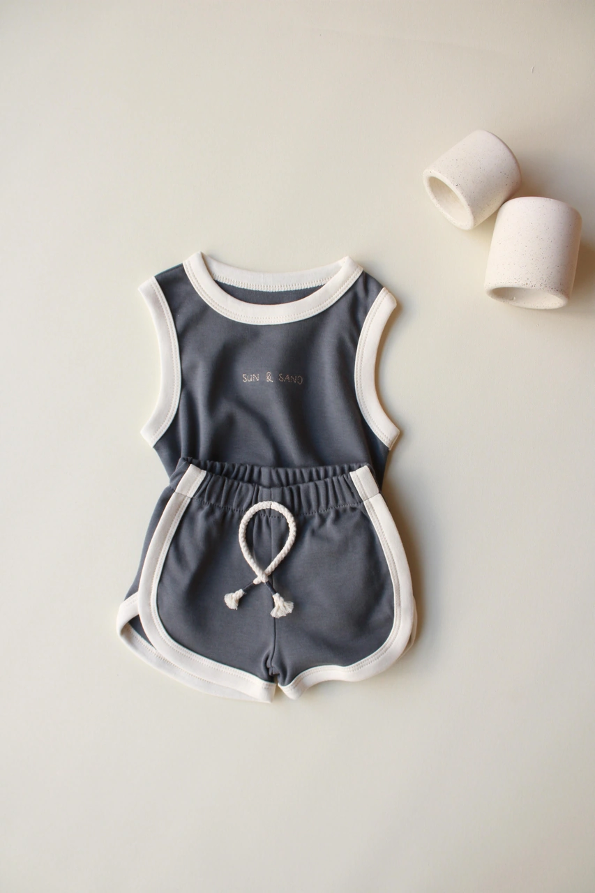 Antrasit Unisex Atlet Şort Takım Gri