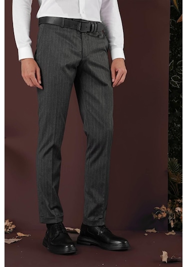 P 1134 Slim Fit Füme Spor Pantolon Füme