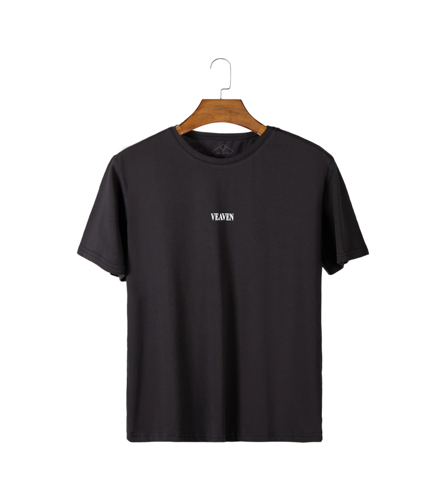 Unisex Antrasit Önü Veaven Baskılı Bisiklet Yaka Oversize Kalıp Basic Pamuklu T-shirt Antrasit1