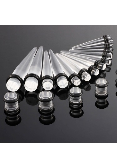 Sones 36 Adet Unisex Akrilik Kulak Genişletme Kulak Genişletici 14g-00g Aksesuar Seti Şeffaf