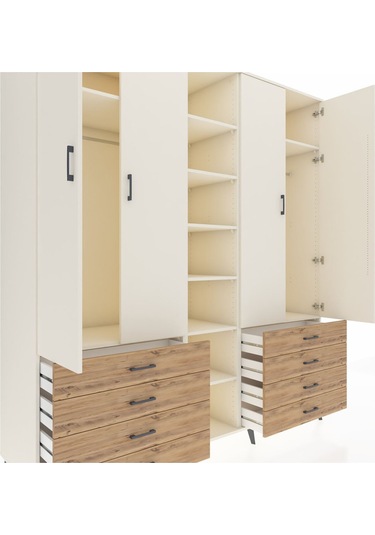 Kronos Dolap 10 Raflı 8 Çekmeceli 2 Askılı 220x59x243 Aytaşı-aytaşı/çam Aytası/atlas Çam