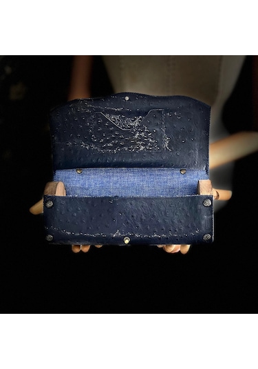 Hakiki Deri, El Yapımı Bayan Çanta, Bayan Cüzdan Larissa V36 Lacivert