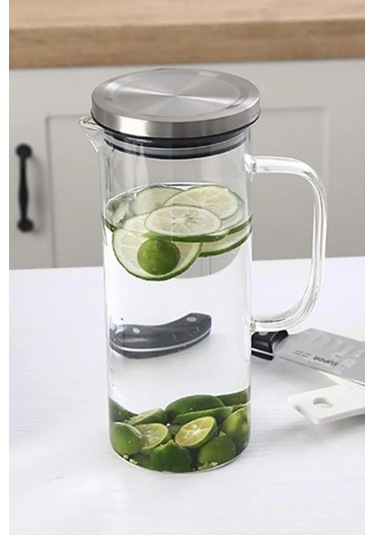 Kapris Alisa Metal Kapaklı Yuvarlak Cam Sürahi 1500 Ml 401271