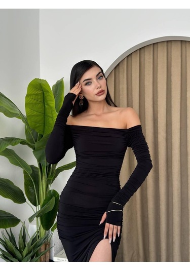 S-pazarım Vasco Madonna Drapeli Elbise Siyah