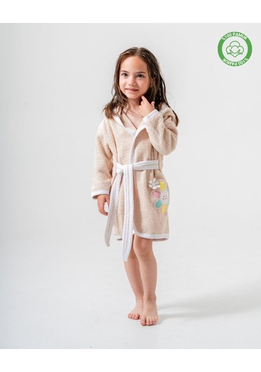 Çiçekli Bornoz Bej Bej