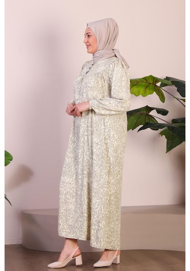 Uzun Anne Giyim Buyuk Beden Kadin Tesettur Elbise 001