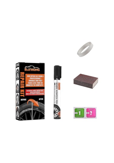 Monyee Jant Tamir Seti Siyah Jant Boyası - Curb Hasarları, Zımparalama Izleri Tamiri, Pas Ve Suya Dayanıklı, Tüm Jant Tipleri İçin