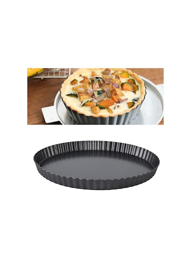 Shineyee 12 İnç Kalın Karbon Çelik Tart Tepsisi Çıkarılabilir Tabanlı Anti Yapışkan Kaplama Pasta, Pizza, Quiche Pişirme İçin Diğer