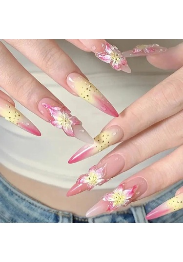 5d Etiket Zambak Çiçeği Tırnak Çıkartmaları Jöle Nail Art Süslemeleri Akrilik Yapışkanlı Jel Kaydırıcılar Yaz Çıkartmalar Manikür Aksesuarları Bej