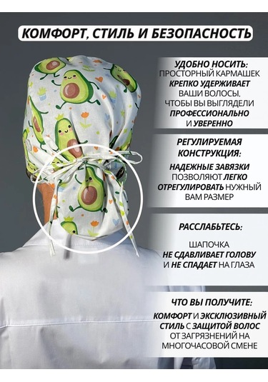 Geminiko Avokado Baskılı Medikal Şapka 265385853