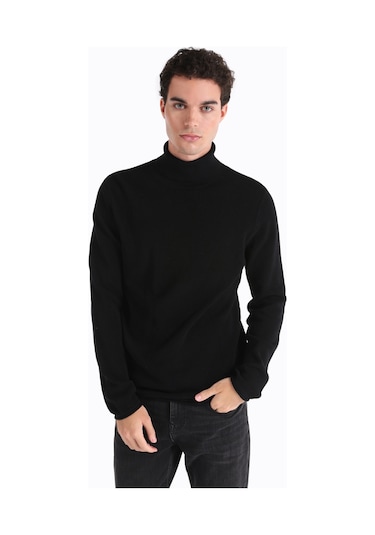 Colins Regular Fit Turtle Neck Siyah Erkek Kazak Cl1064879 Siyah