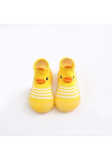 Uıowoo Bebek Yürüyüş Ayakkabısı - Çocuk İçmekan Zemin Çorabı Ayakkabı Yumuşak Tabanlı Antipatina Nemlendirici Sıralı Sarı