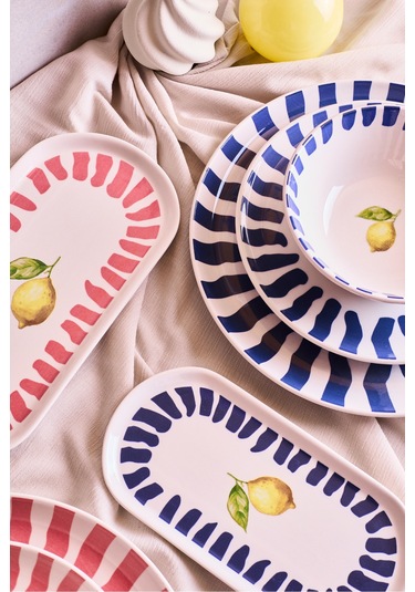Limone 8 Parça 2 Kişilik Yemek Takımı Cokrenklı Desenli
