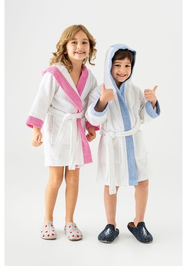 Soley Pueri Nepos %100 Pamuklu Erkek Çocuk Bornozu Beyaz