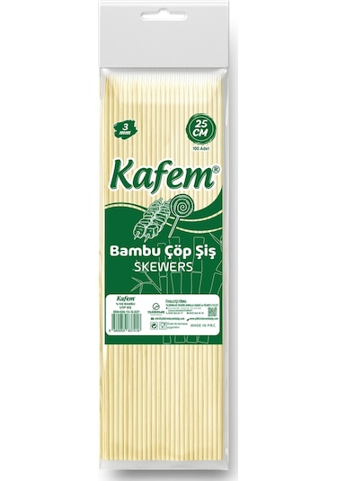 Kafem Bambu Çöp Şiş 25 cm 3 MM 100 Lü x 50 Paket