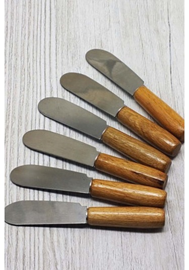 Büro Ev Ofis Mutfağı İçin 6adet Mini Ahşap Saplı Spatula Tereyağı Sürme Seti Diğer