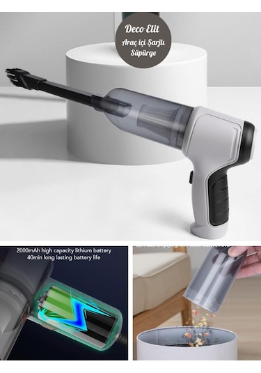 Şarjlı Araç İçi Süpürge Otomobil Vakumlu Araç Süpürgesi Jb-107 1200 Mah