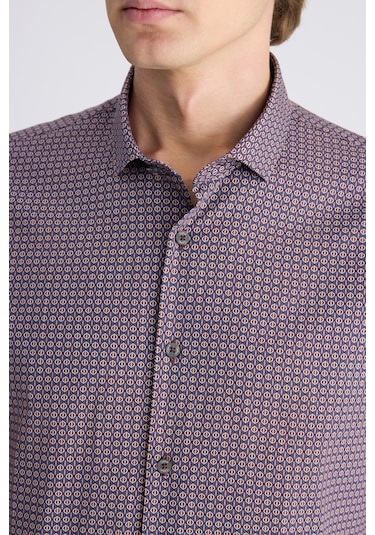 Twn Slim Fit Karma Renk Baskılı %100 Pamuklu Gömlek 1ec02ad01288m Z02