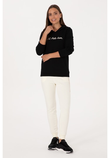 U.S. Polo Assn. Kadın Siyah Kapüşonlu Sweatshırt 50313559-VR046