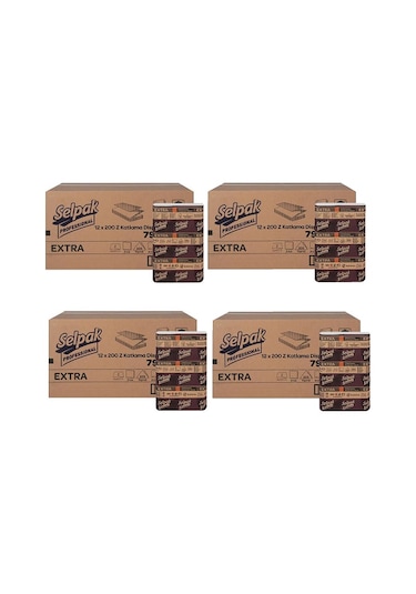 Selpak Extra Z Katlama Dispenser Havlu 200'lü 48 Paket 21.5 x 24 CM 4 Koli