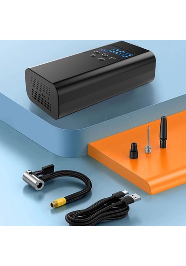 Yaozixa 12v Usb Şarj Edilebilir El Tipi Pompa, 150psı Maksimum Basınç, Otomobil/motosiklet/bisiklet/toplar İçin, 2x2000mah Pil, St-5525 Siyah