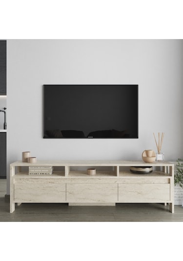 Atlas 3 Kapaklı Tv Ünitesi 160 Cm Traverten