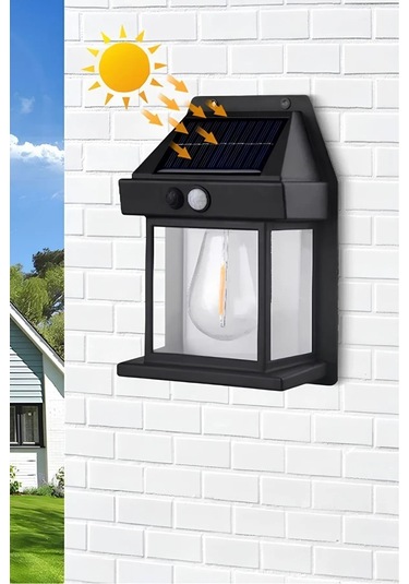 2024 Model Suya Dayanıklı Hareket Sensörlü Güneş Enerjili Solar Led Dış Mekan Bahçe Lambası Siyah