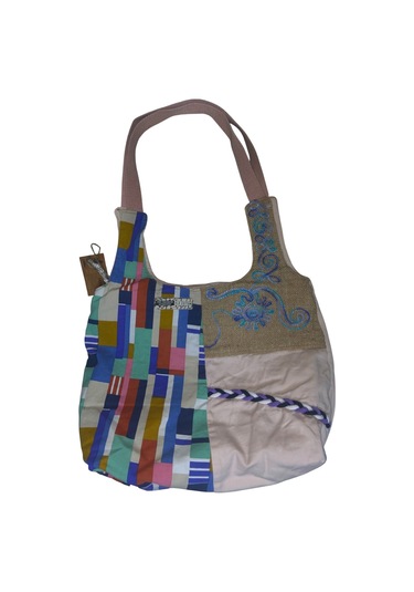 Vintage Renkli Salaş Etnik Orta Boy Plaj Günlük Kadın Kol Omuz Çantası 34 Cm X 37 Cm Pembe