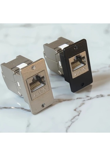 Xuweiwei Siyah 2 Adet Kategorisi 7 Rj45 Metal Panel Vidalı Montaj Güç Hatı Ağ Adaptörü 5 Adet