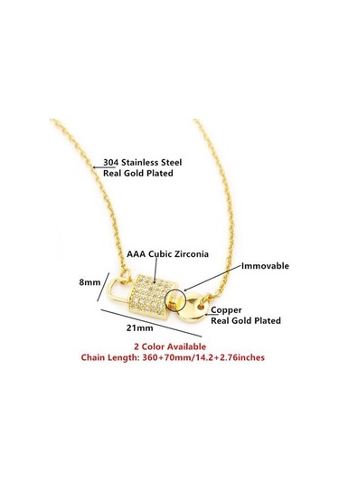 Kristal Kakma Serisi Kilitleme Ve Amp Anahtar Şekli Charms En Iyi Hediye Kız Arkadaşına Kadın Parlayan Gerdanlık Kolye Altın - Beyaz