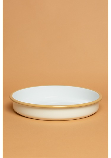 Crema Di Siena Emaye Yuvarlak Krem Fırın Tepsisi Ebutay Krem