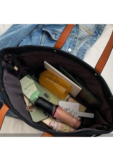 Beyaz Yogodlns Kadın Tote Çanta Moda Mektup Büyük Kapasiteli Kanvas Omuz Çantası Rahat Büyük Çanta Beyaz