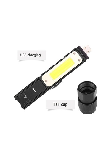 Ulzyvf Createtech Xpg+cob Usb Fener, Kırmızı Kemerli, Siyah, Beyaz 3189b Oq, Küçük Ve Katlanır Siyah