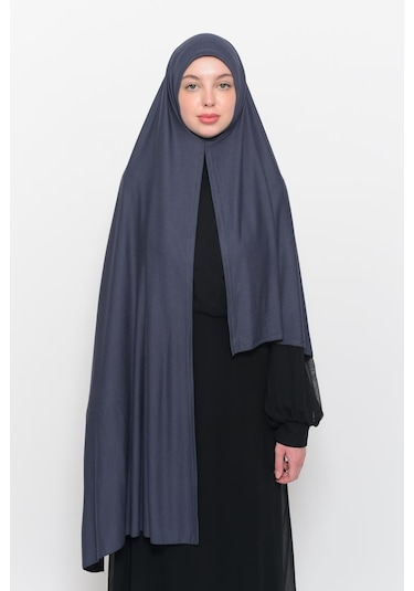 Hazır Pratik Geçmeli Lüks Düz Penye Şal Çapraz Hizalı Füme