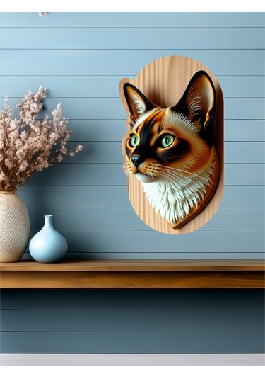 12x18 Cm 3d Görünümlü Kedi Mdf Duvar Dekoratif
