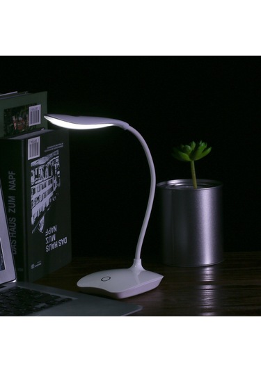 Monyee Led Göz Koruyucu Masa Lambası, 360 Döner Kafa Ve Esnek Hortum, Usb Şarjlı, 3 Parlaklık Seviyesi, 1200mah Pil, Çalışma Ve Öğrenme İçin Beyaz Işık Beyaz