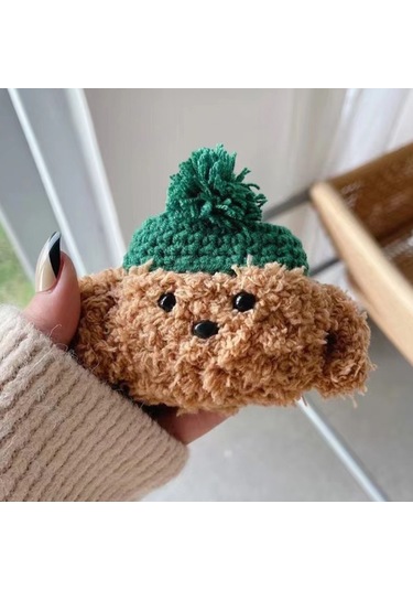 Airpods Uyumlu 3 Peluş Kulaklık Koruyucu Yumuşak Kılıf İçin Yeşil Şapka Yavrusu Yeşil