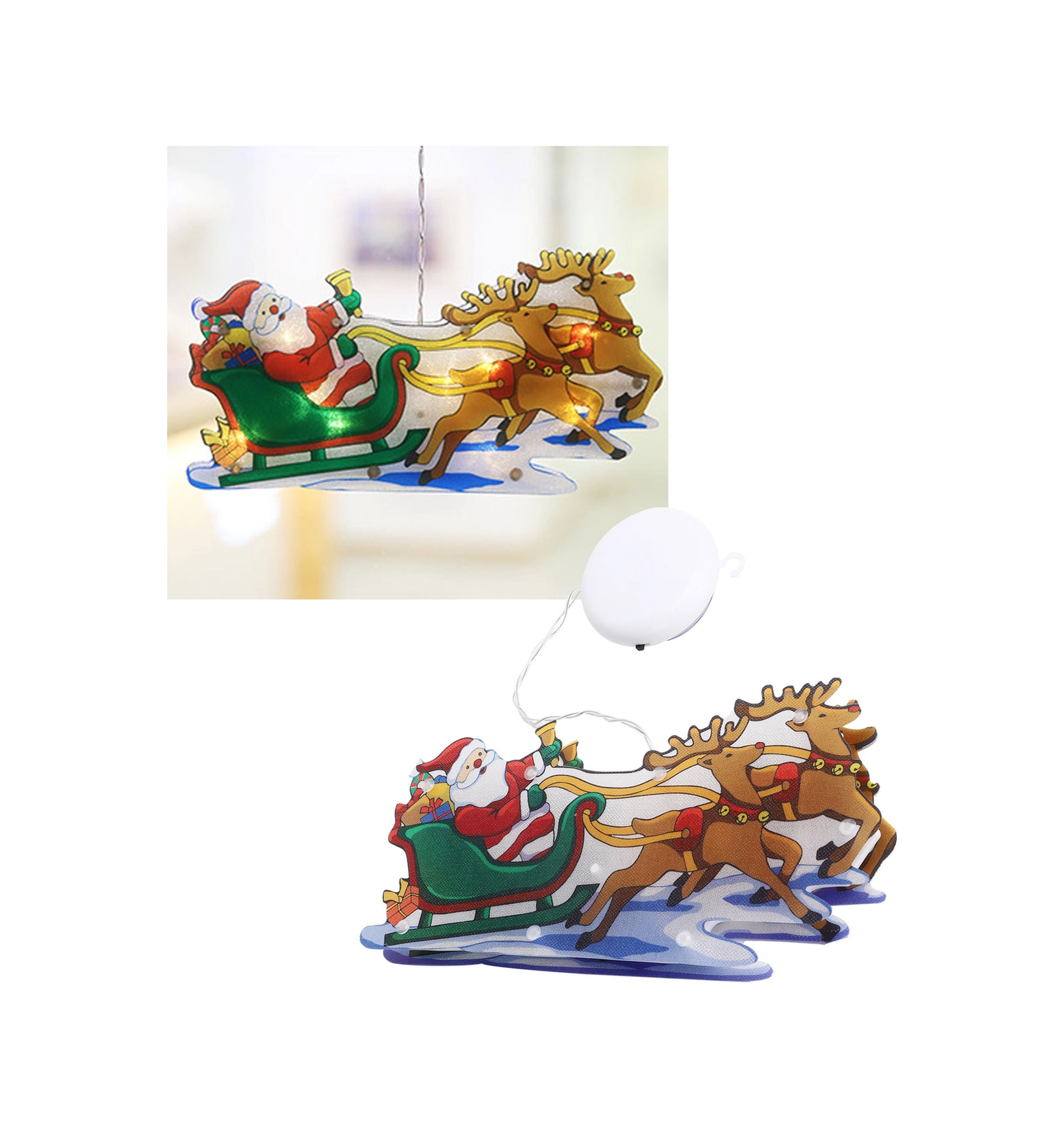 Youtek Aydınlatmalı Porselen Çekmeceli Noel Aracı - 10 Led Işık, Süction Cup Ve Kanca İle Cam Ve Düz Yüzeyler İçin Noel Dekorasyonu Pil Yok Diğer