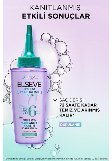ELSEVE Hydra Pure Salisilik Asit içeren Yağlanma Karşıtı Nemlendirici Şampuan + Saç Derisi Serum Seti