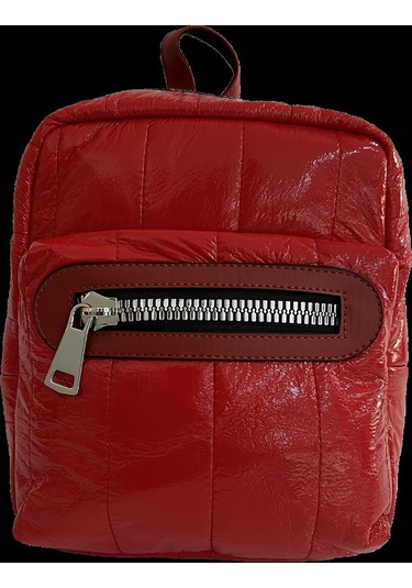 Sentt Parlak Deri Çift Fermuarlı Çanta