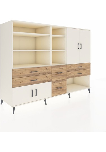 Kronos Dolap 10 Raflı 6 Çekmeceli 4 Kapaklı 220x59x163 Aytaşı-ayt Aytaşı-aytaşı/çam