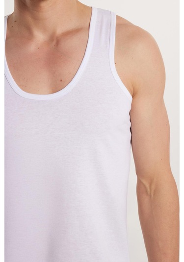 6 Adet Compact Penye Beyaz Erkek Atlet %100 Pamuk Standart Fit Normal Kesim 6'lı Paket-33111 Beyaz