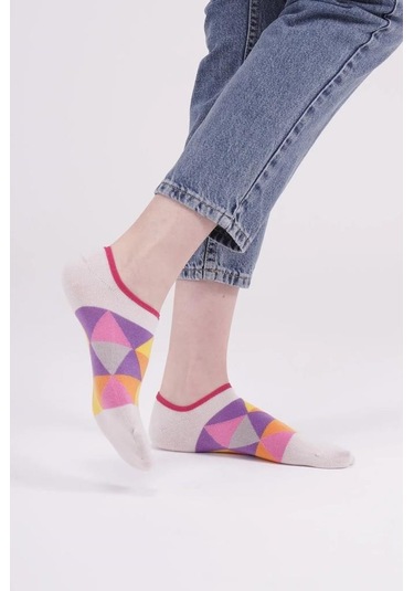 The Socks Company 164p 3 Çift Desenli Kadın Görünmez Çorap Çok Renkli